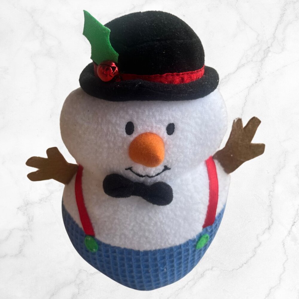 Hallmark CUTE CHILL BUDDY SNOWMAN WITH BELL 6" Plush STUFFED ANIMAL Toy USED